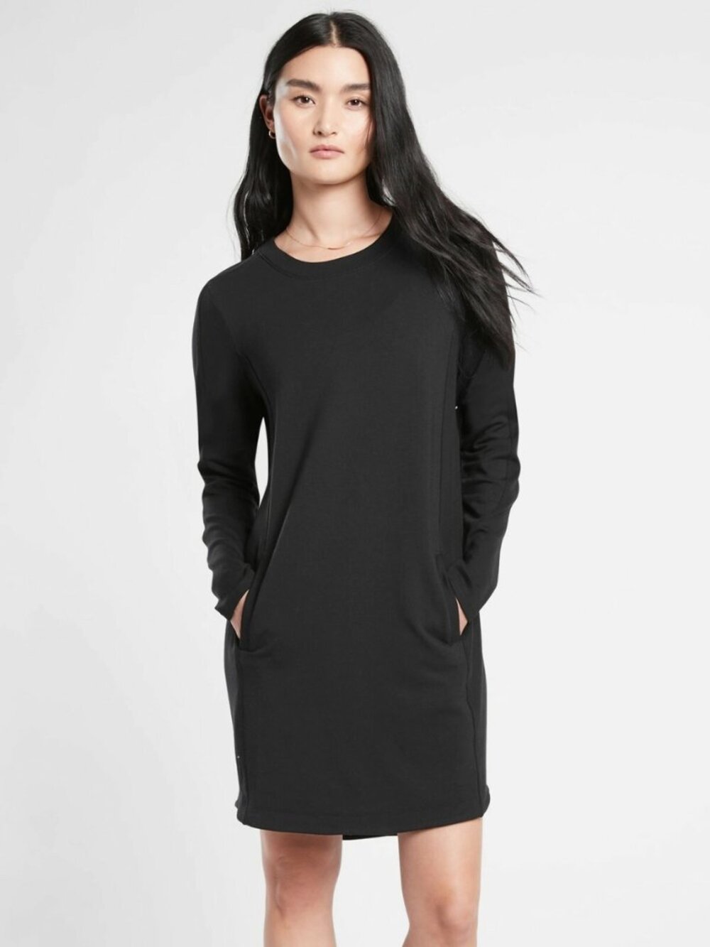 NWOT ATHLETA Balance Dress S Black French Terry Comfort Sport Soft